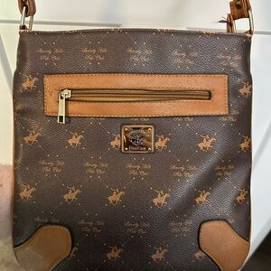 Beverly Hills Polo Club Brown Tan Crossbody Bag with Signature Style